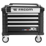 Mobile Werkzeugtruhe JET mit 4 Schubladen, 3 Module pro Schublade, schwarz