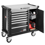 Mobile Werkbank 7 Schubladen mit Seitenschrank, Schwarz