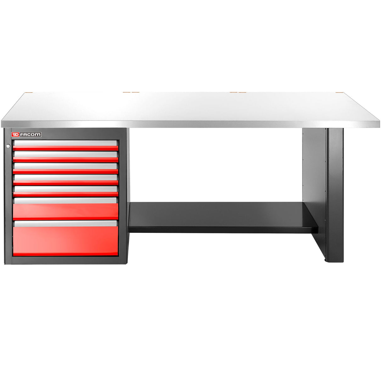 Werkbank rostfrei 7 Schubladen, niedrig