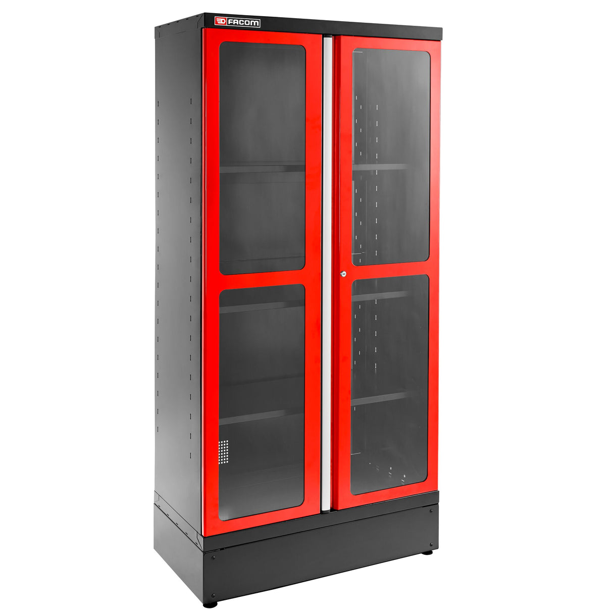 2m Schrank mit 2 Glastüren, Rot