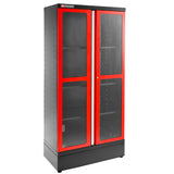 2m Schrank mit 2 Glastüren, Rot