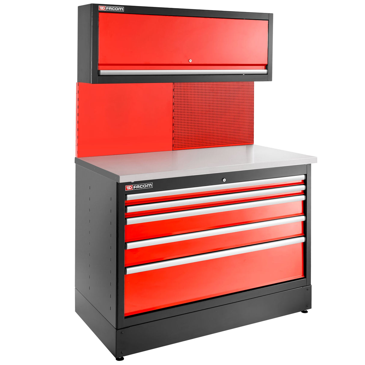 Doppelunterschrank mit 5 Schubladen, Rot