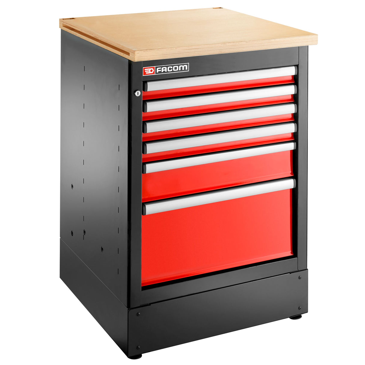 Einzelunterschrank mit 6 Schubladen, Rot