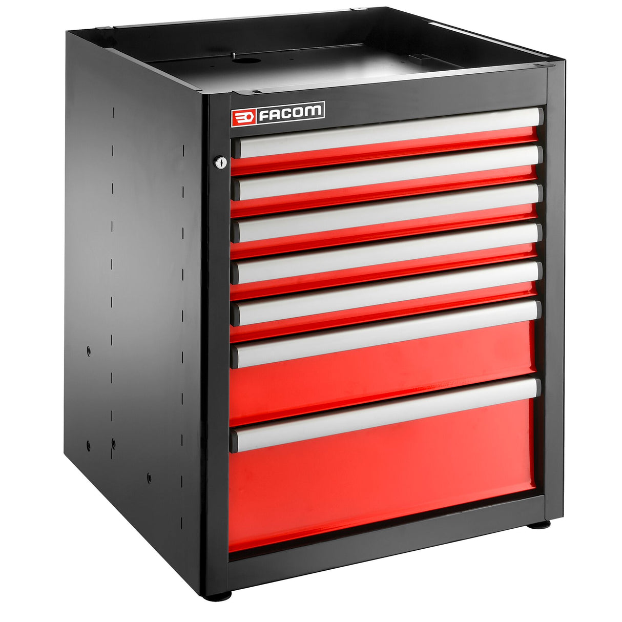 Einzelunterschrank mit 7 Schubladen, Rot