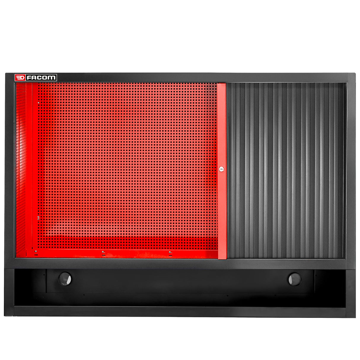 Doppelter Aufsatzschrank mit Rollade, Rot
