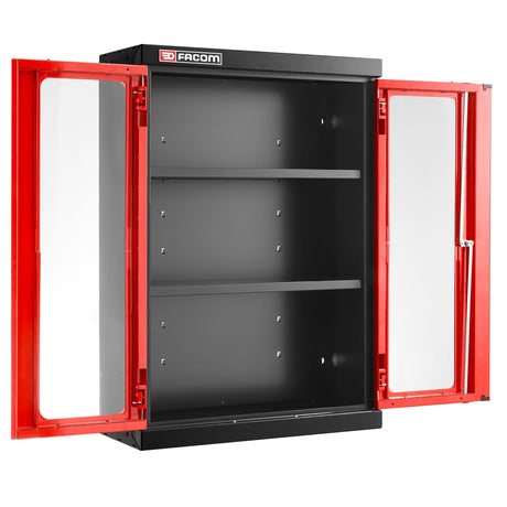 Aufsatzschrank + 2 Glastüren, Rot
