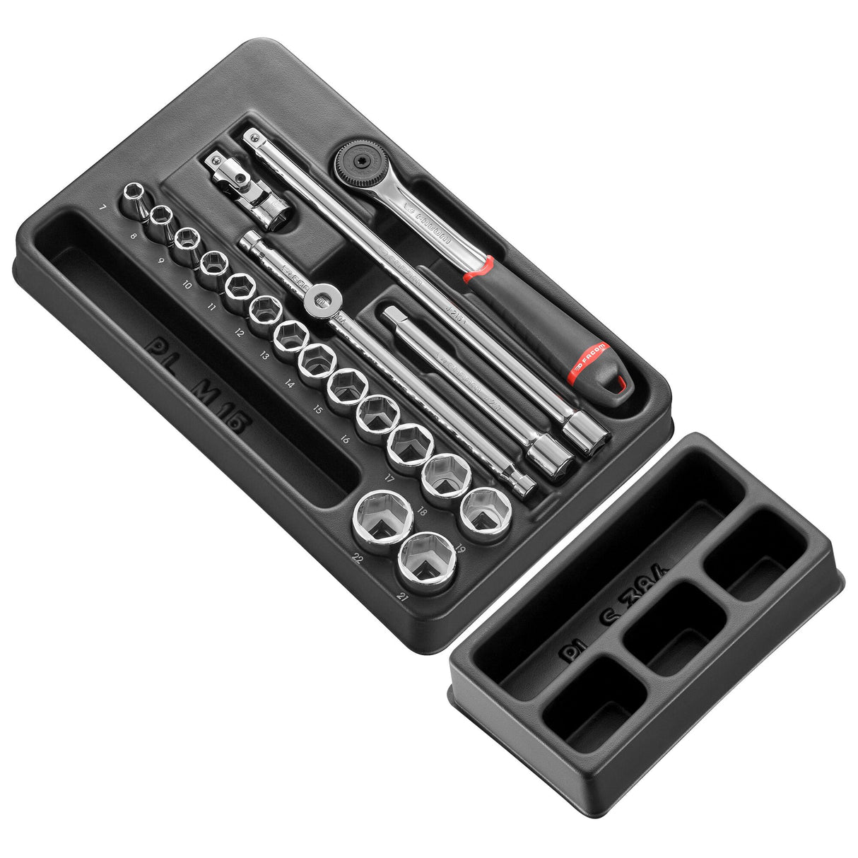 Kunststoffmodul - Steckschlüssel 3/8", 6-Kant, metrisch, 20-tlg., SB-Verpackung