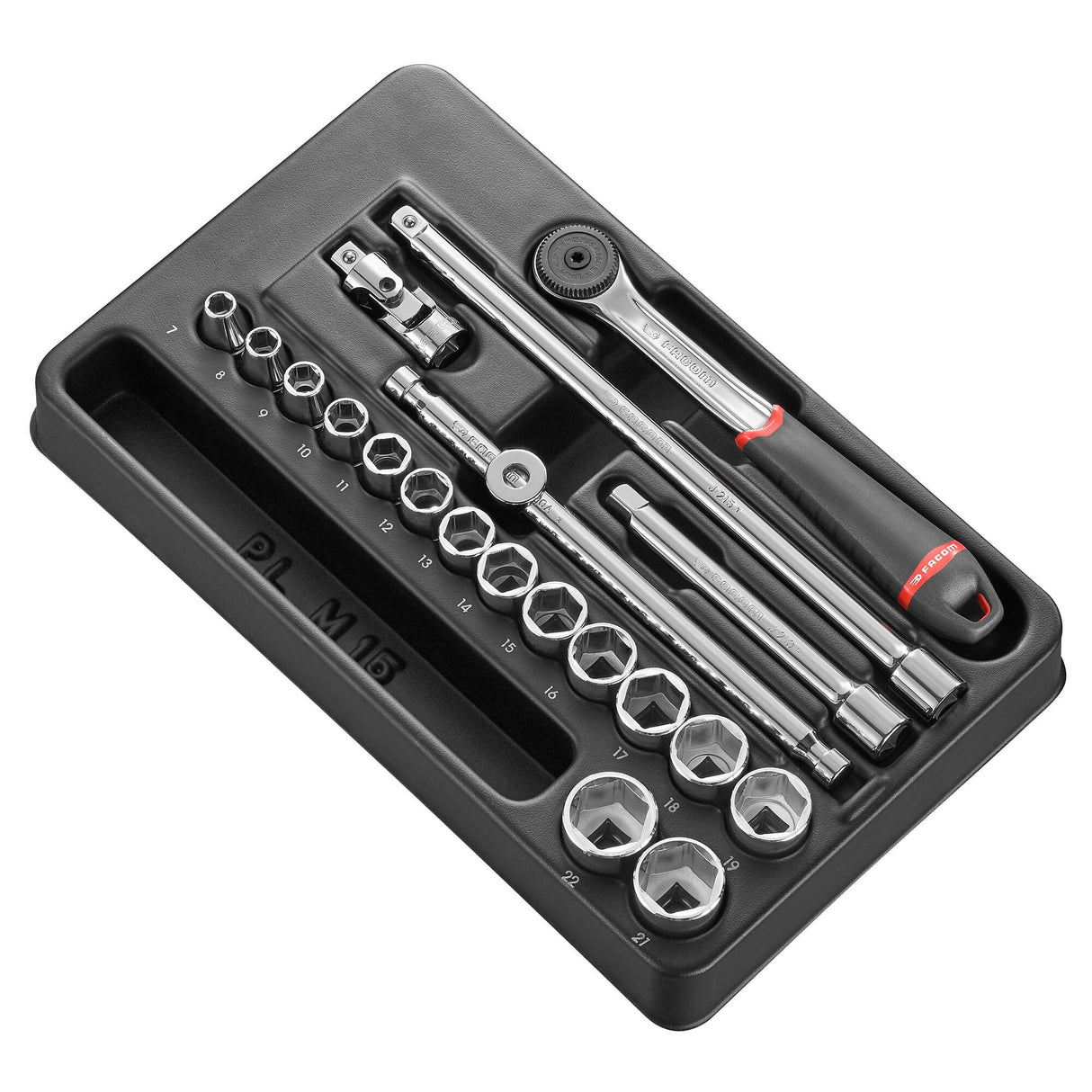 Kunststoffmodul - Steckschlüssel 3/8", 6-Kant, metrisch, 20-tlg.