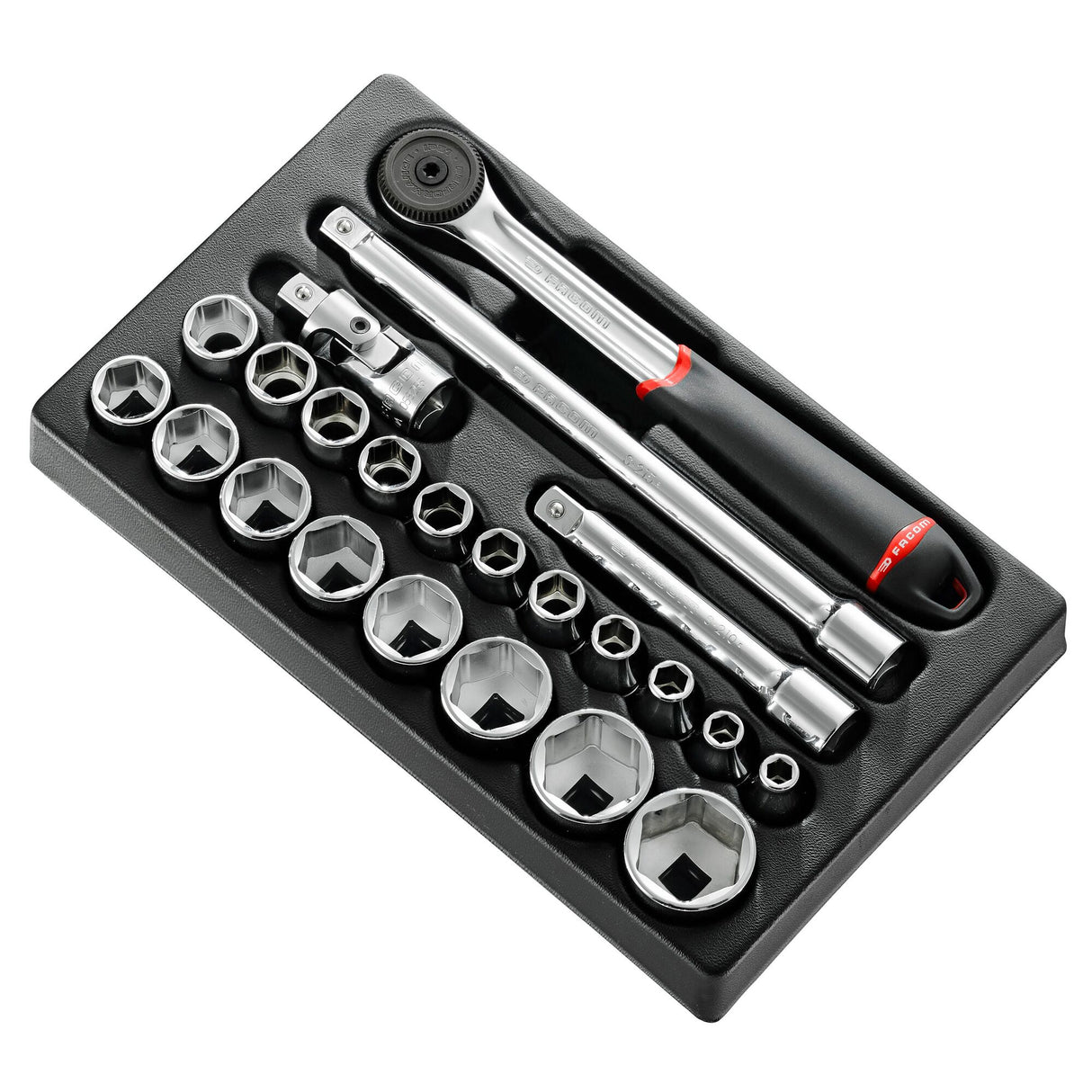 Kunststoffmodul M - Steckschlüssel 1/2", 6-Kant, 23-tlg.