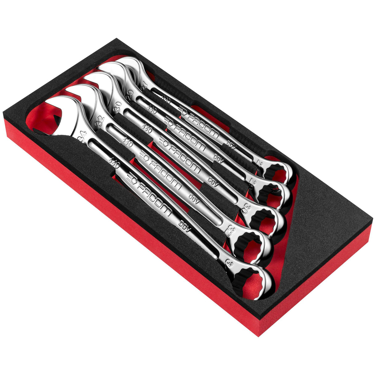 Schaumstoffmodul - Ringmaulschlüssel Serie 440, 5-tlg., 27 bis 34 mm