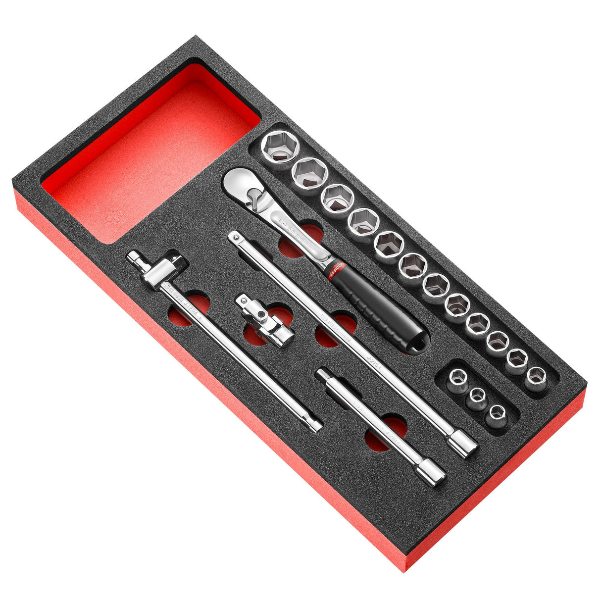 Schaumstoffmodul Steckschlüssel 3/8", 6-Kant, metrisch - 20 Teile - JL.161