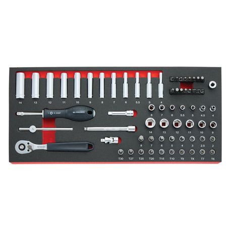 MODM.RL151-66 - START Schaumstoffmodul mit 1/4" Steckschlüssel, 66-tlg.