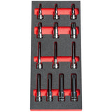 1/2" metrisches 6-Kant-Steckschlüssel Schaumstoffmodul 14tlg.