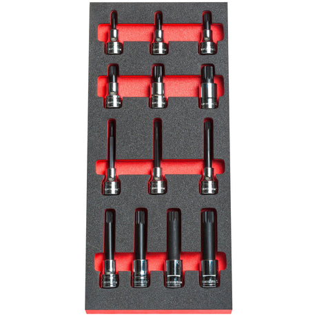 1/2" metrisches 6-Kant-Steckschlüssel Schaumstoffmodul 14tlg.