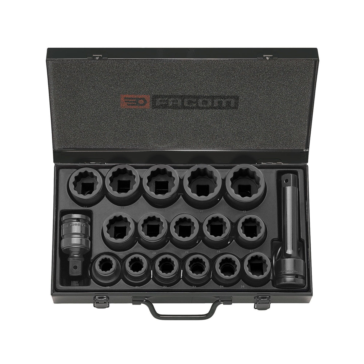 Sortiment mit 16 Impact-Steckschlüsseln 3/4", 19 bis 42 mm