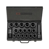 Sortiment mit 16 Impact-Steckschlüsseln 3/4", 19 bis 42 mm