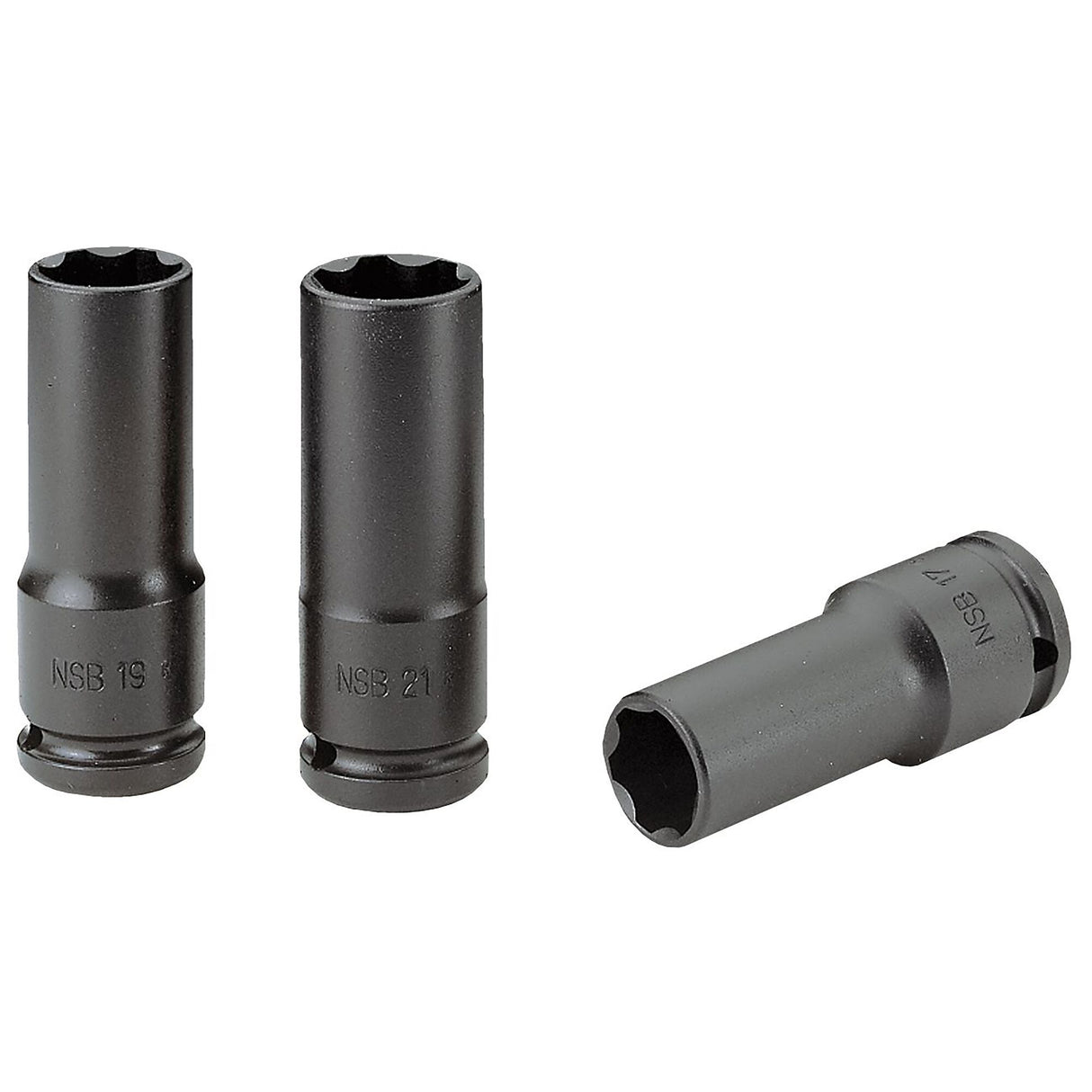 Satz mit 3 Impact-Steckschlüsseln 1/2", lang, dünnwandig, für Radmuttern