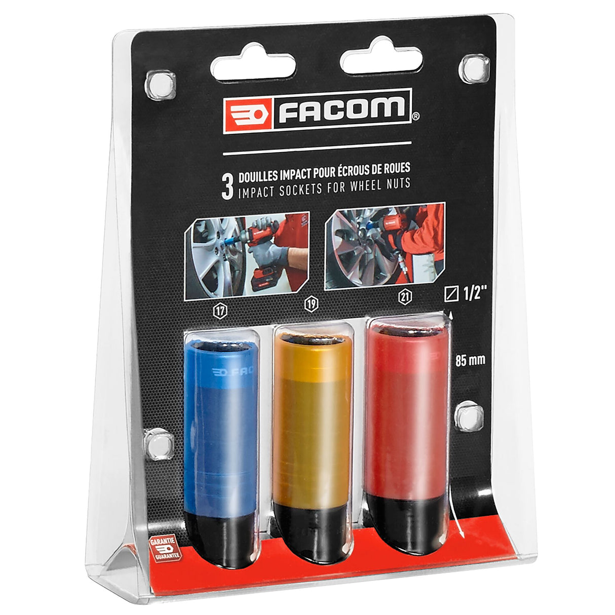 IMPACT-Steckschlüssel, extra verstärkt, teflonbeschichtet, Antriebe Innenvierkant 1/2", Abtriebe Sechskant-Profil,  3-tlg.