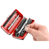 Sortiment 1/4" - Antriebselemente, Bithalter, Bits Serie 1, Umschaltknarre, ultrakompakter Kasten, 41-tlg.