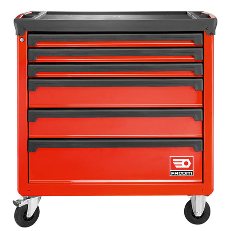 Werkstattwagen ROLL mit 6 Schubfächer, 4 Module pro Schubfach, rot (RAL 3020)