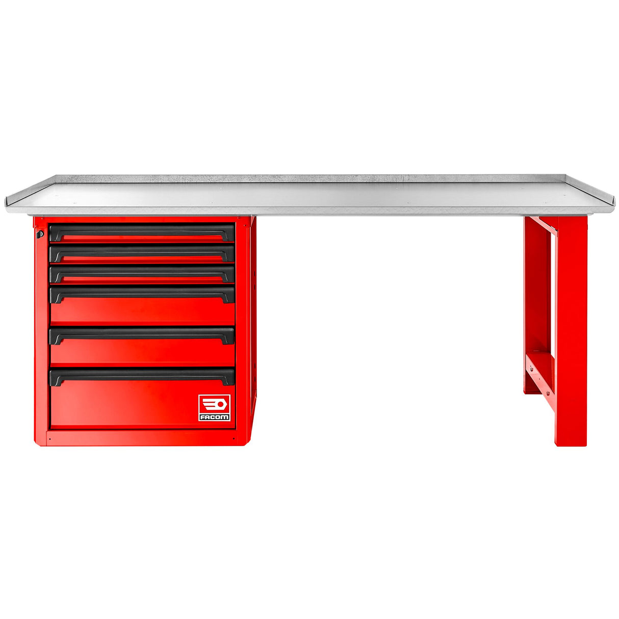 ROLL Werkstattsystem RWS2.0 - 2m Werkbank mit verzinkter Arbeitsplatte, rot