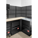 ROLL Werkstattsystem RWS2.0 - Eckschrank mit Holzarbeitsplatte und 6 Paneelen