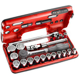 21-teiliger DBOX Satz mit metrischen 1/2" 12-Kant-Steckschlüsseln -