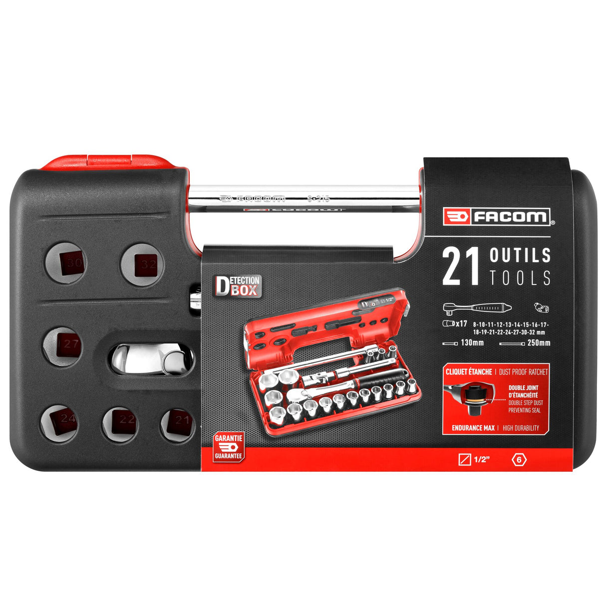 DBOX Steckschlüsselsortiment 1/2", 6-Kant, metrisch - 21 Teile - SL.DBOX1