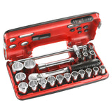 DBOX Steckschlüsselsortiment 1/2", 12-Kant, metrisch - 22 Teile -