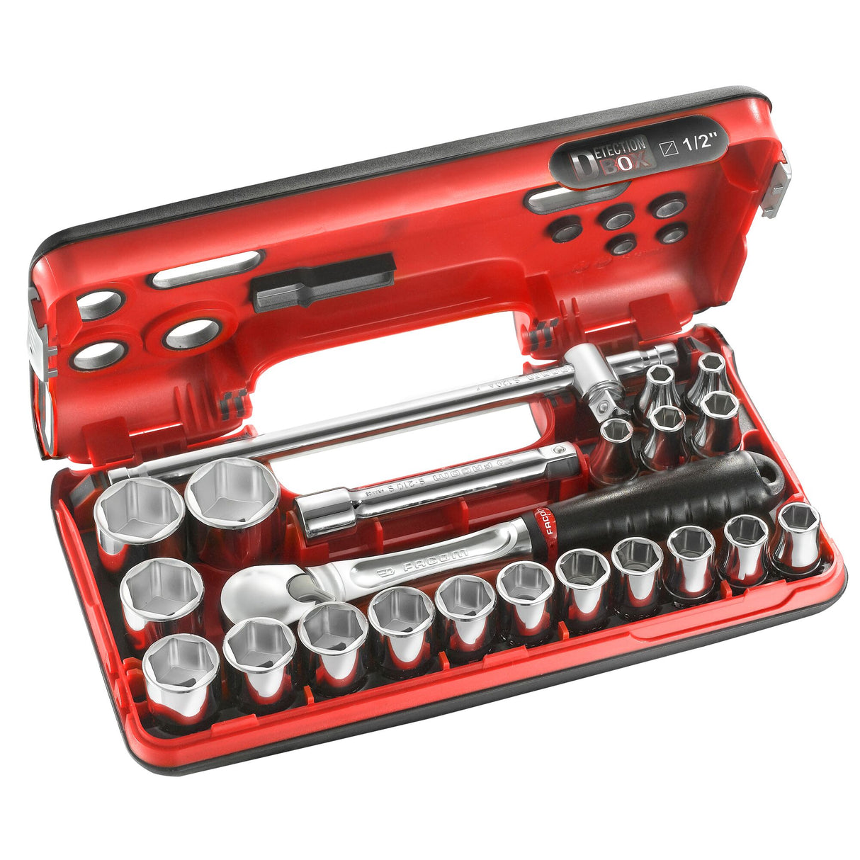 DBOX Steckschlüsselsortiment 1/2", 6-Kant, metrisch - 22 Teile -