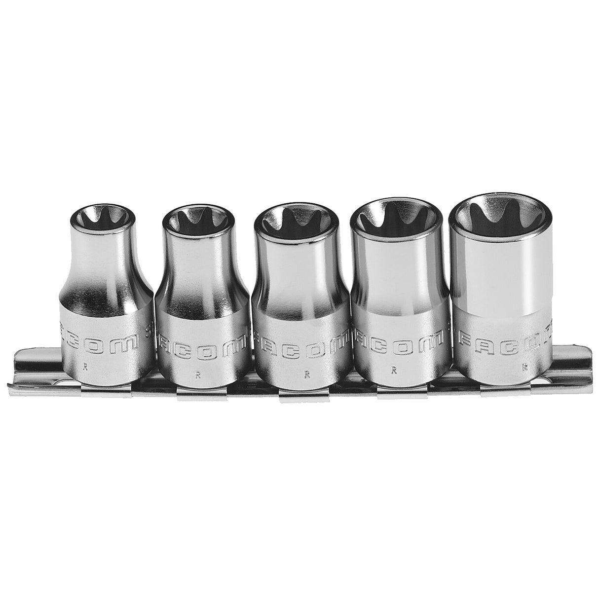 Satz mit 5 Torx®-Steckschlüsseln 1/2", auf Halteschiene